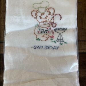Embroidered Kitchen Towel with Bear Design